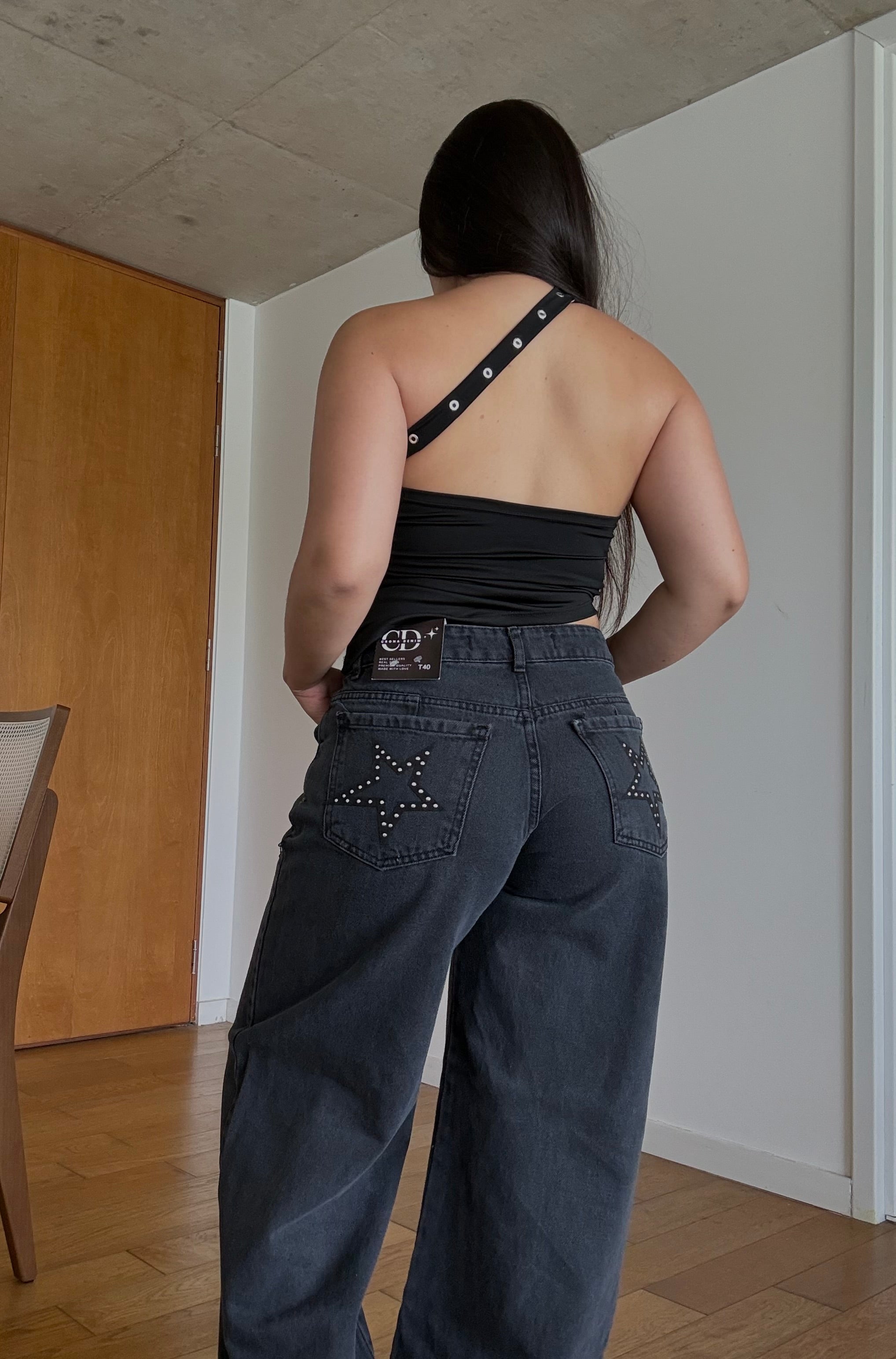 Wide Leg Star Negro