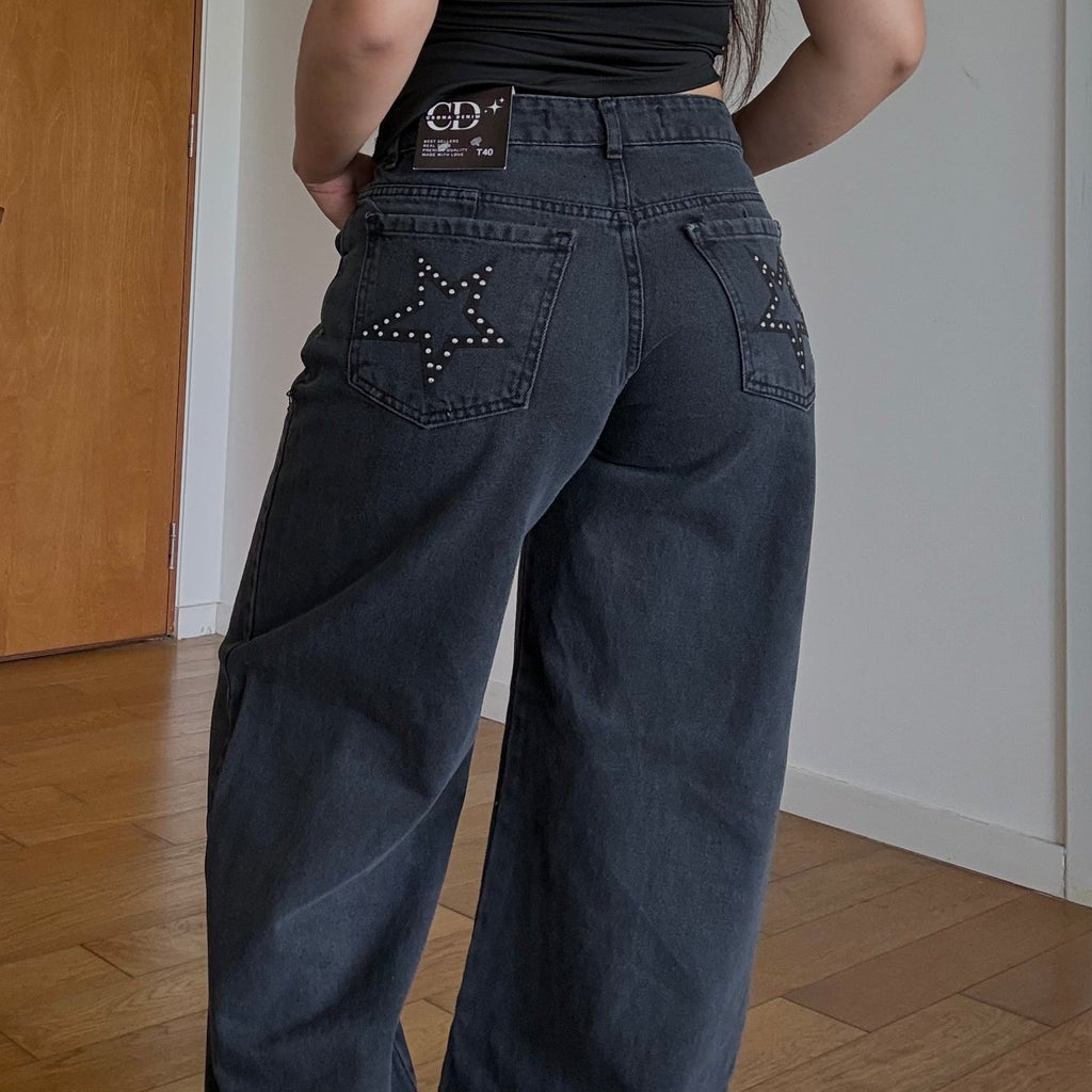 Wide Leg Star Negro