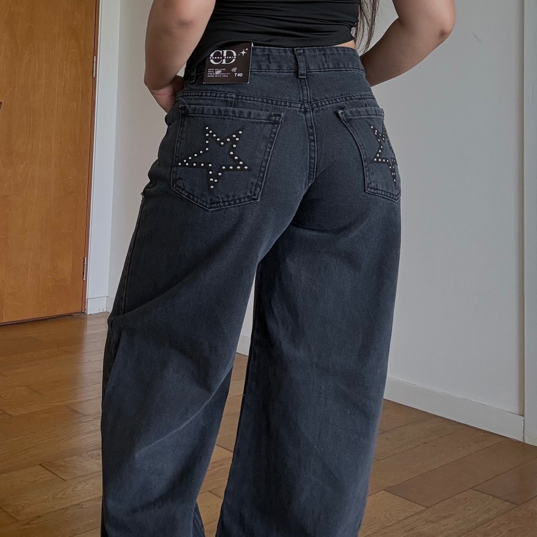 Wide Leg Star Negro