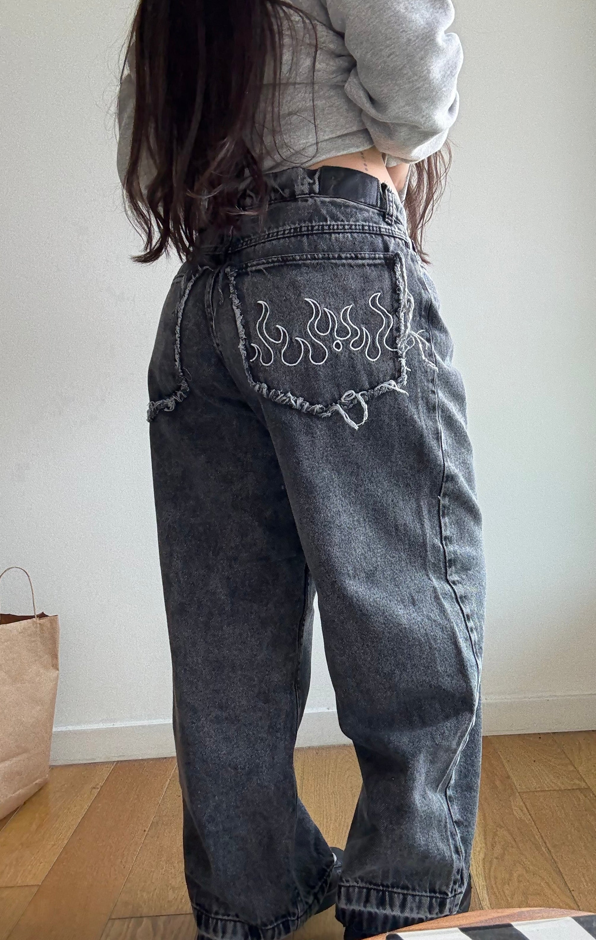 Jean Baggy Fire Black