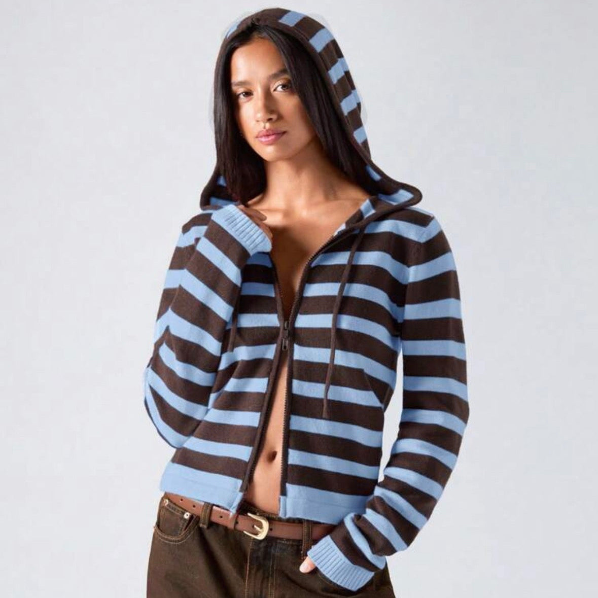 Campera Hoodie Mocha Blue