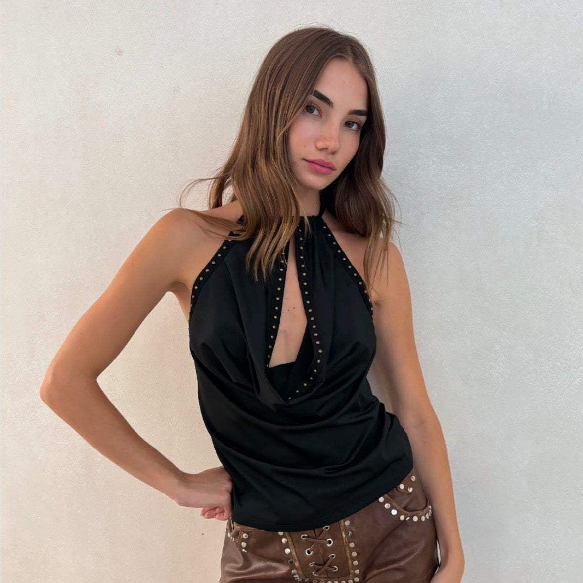 Top Buche Halter (Blanco & Negro)