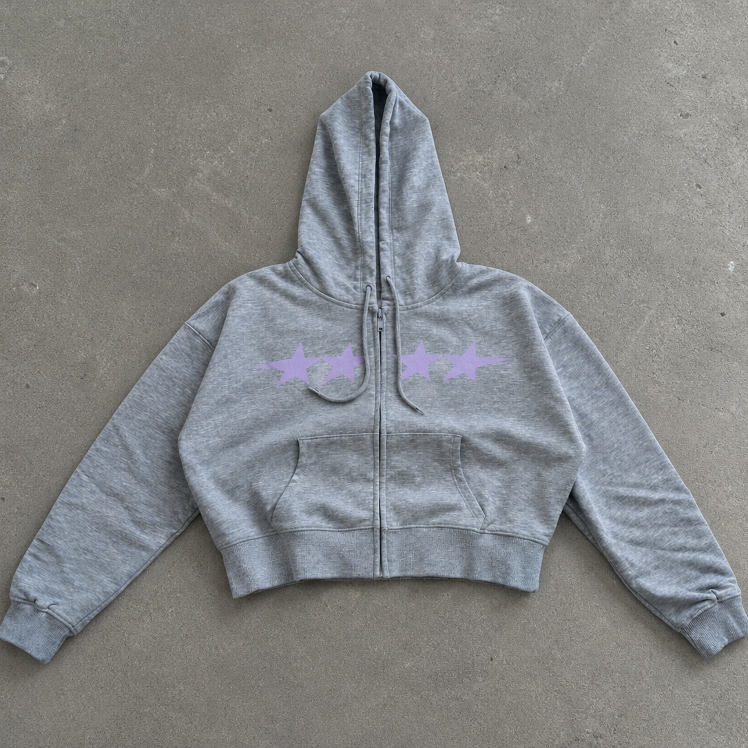 Campera Crop Grey Star