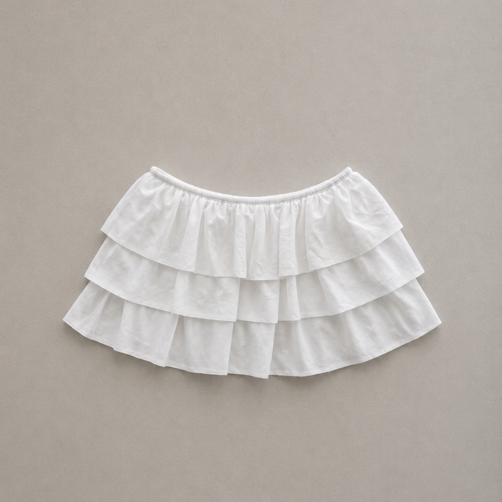 Pollera Short Volados White