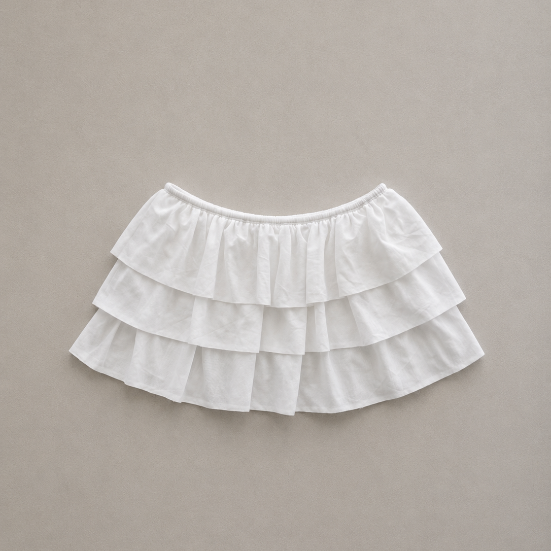 Pollera Short Volados White