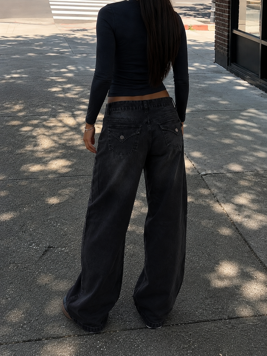 Jean Wide Leg Black tiro bajo