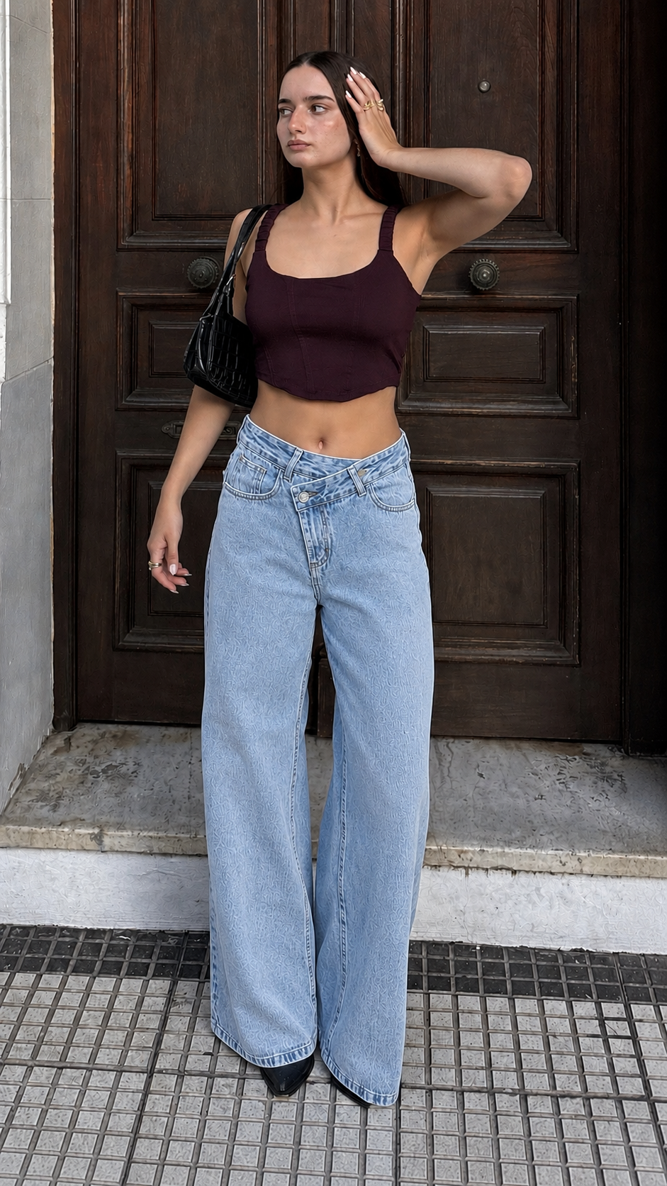 Jean Wide Leg Cruzado Celeste